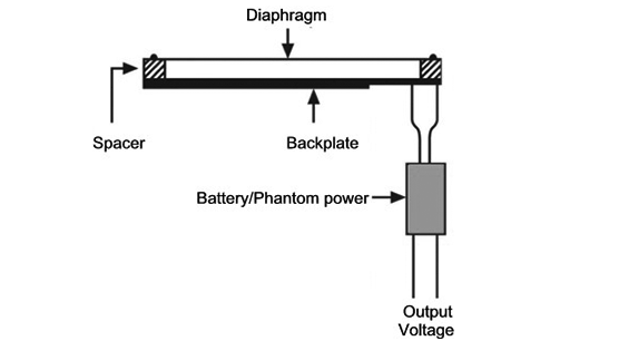 Condenser microphone working parts