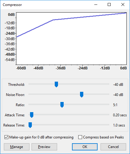 Compressor settings example