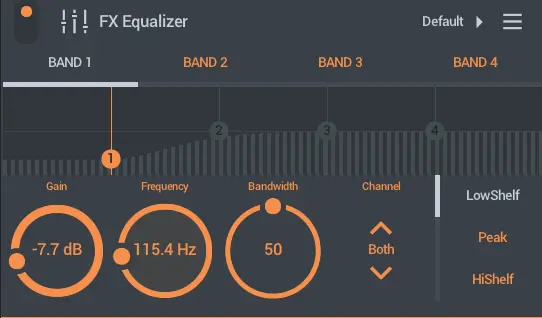 Figure 3 - Low frequency equalizer, rolled off at 115 Hz Low frequency equalizer